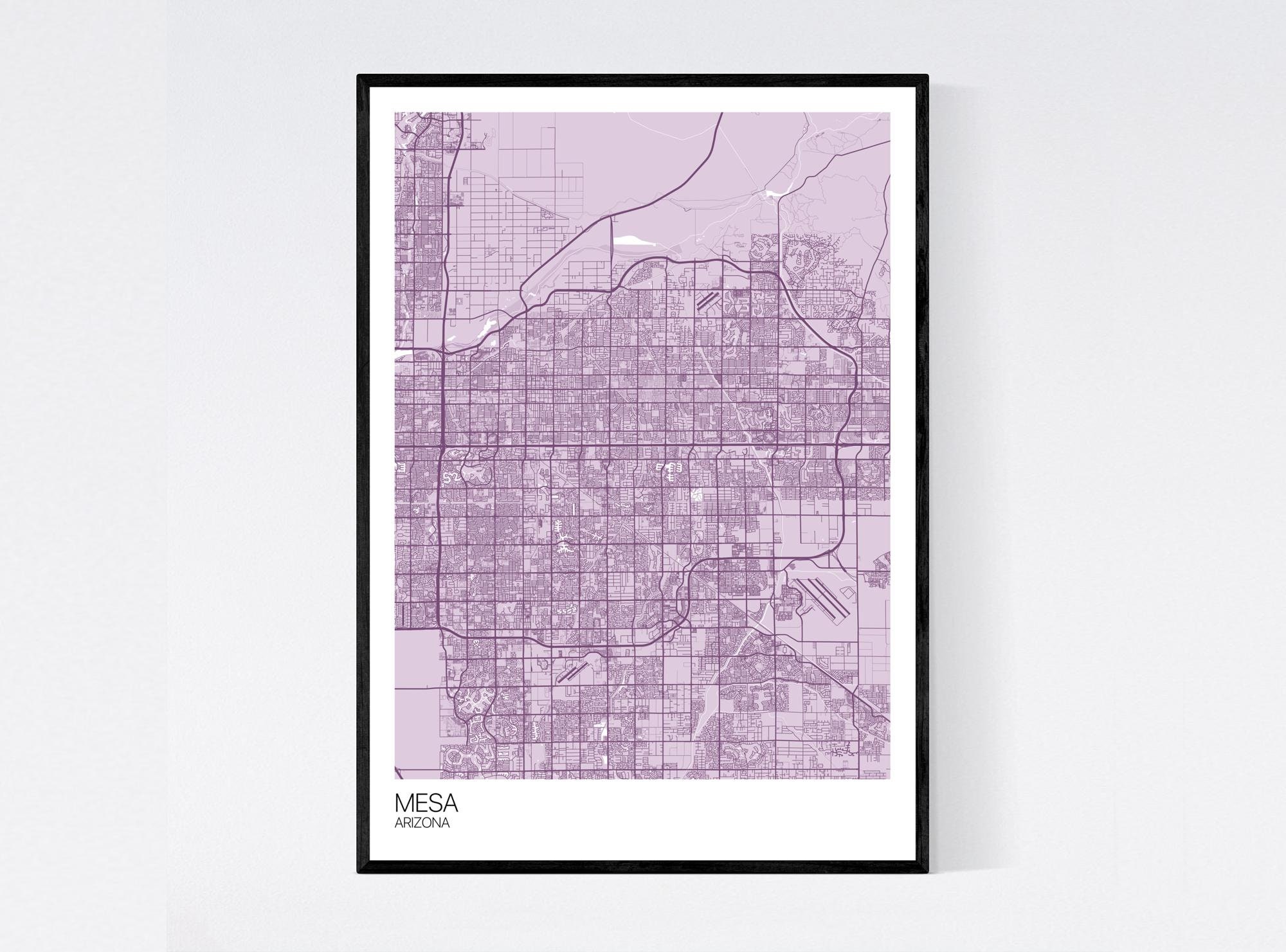 Mesa Arizona Map Print Many Colours Printed on Art | Etsy