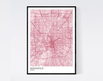 Indianápolis, Indiana Map Print - Muchos colores - Impreso en papel de calidad artística - Entrega rápida - Scandi // Vintage // Retro // Minimal