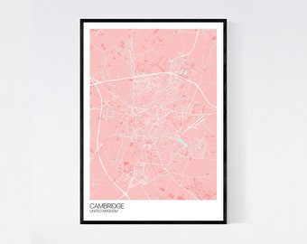 Cambridge, United Kingdom City Map Art Print - Many Styles - 350gsm Art Quality Paper - Fast Delivery - Scandi / Vintage / Retro / Minimal