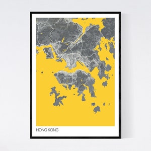 Hong Kong, HK Map Art Print - Many Styles - Art Quality Paper - Fast Delivery - Poster // Scandi // Vintage // Retro // Minimal