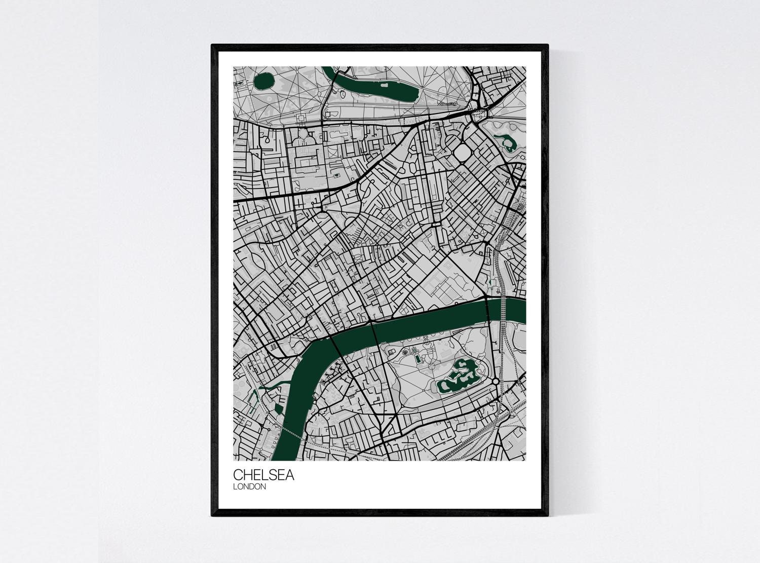 Chelsea London Map Art Print Many Colours 350gsm Art | Etsy