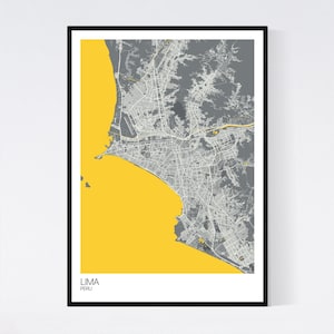 Lima, Peru Map Art Print - Many Styles - Art Quality Paper - Fast Delivery - Poster // Scandi // Vintage // Retro // Minimal