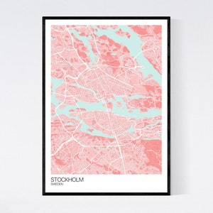 Stockholm, Sweden Map Art Print -  Many Colours - 350gsm Art Quality Paper - Fast Delivery - Scandi // Vintage // Retro // Minimal