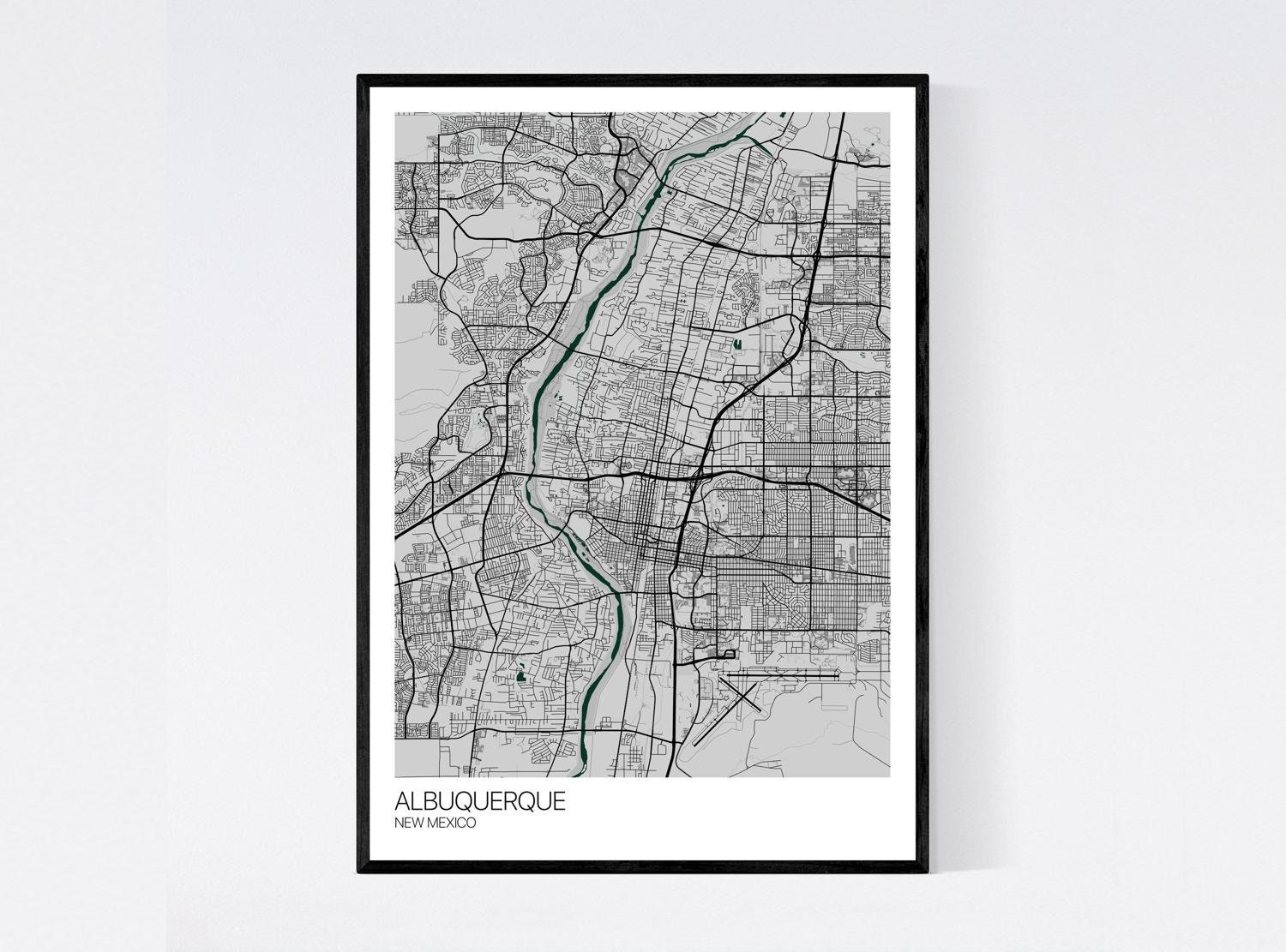 Albuquerque Map Print Many Colours Printed on Art Quality | Etsy