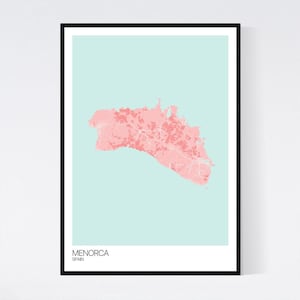 Menorca, Spain Island Map Art Print -  Many Colours - 350gsm Art Quality Paper - Fast Delivery - Scandi // Vintage // Retro // Minimal