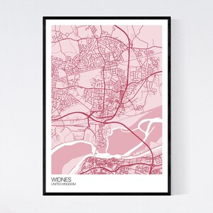 Widnes Town Map Art Print Many Styles 350gsm Art Quality Paper Fast ...