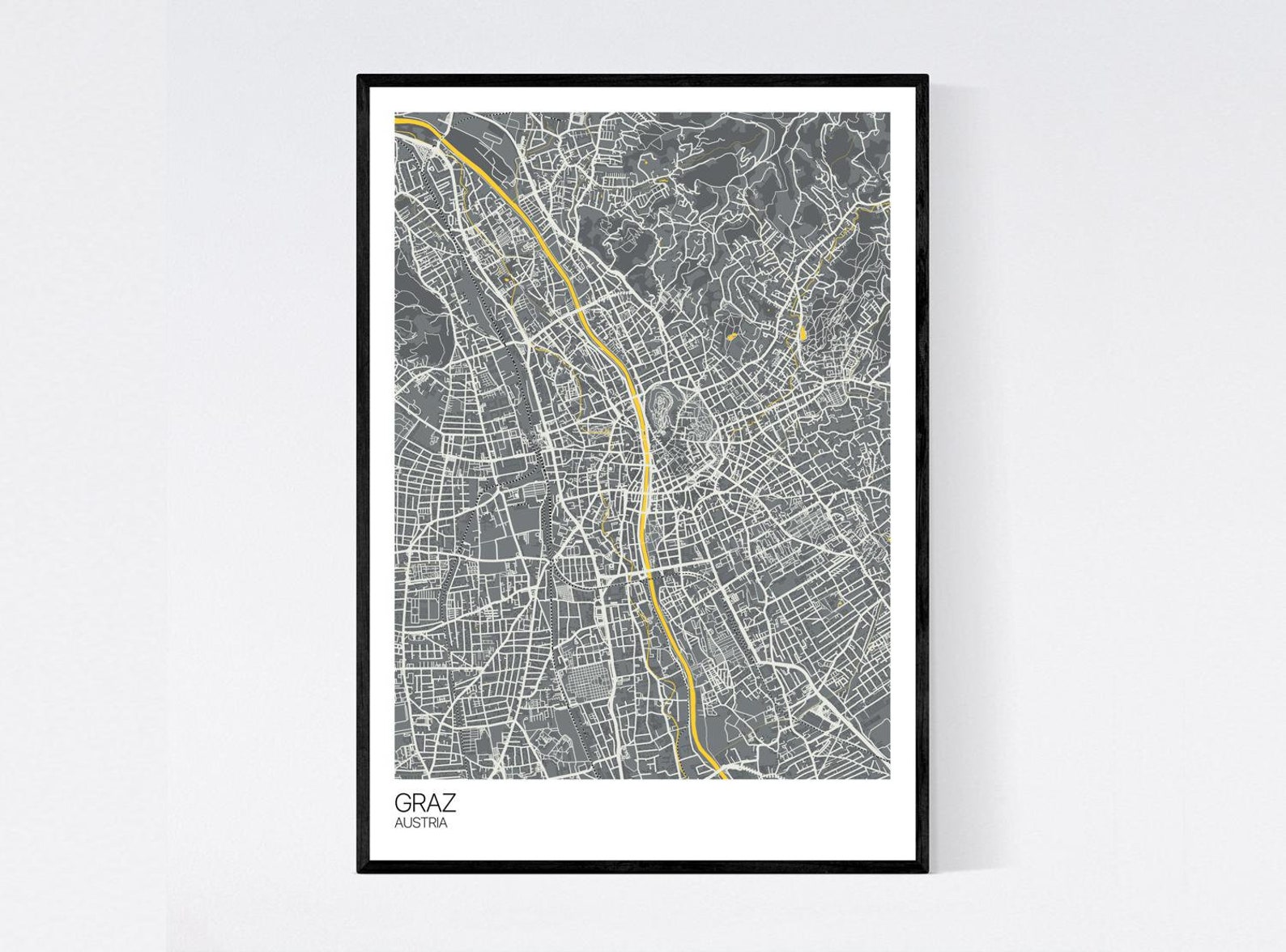 Graz Austria Map Art Print Many Colours 350gsm Art | Etsy