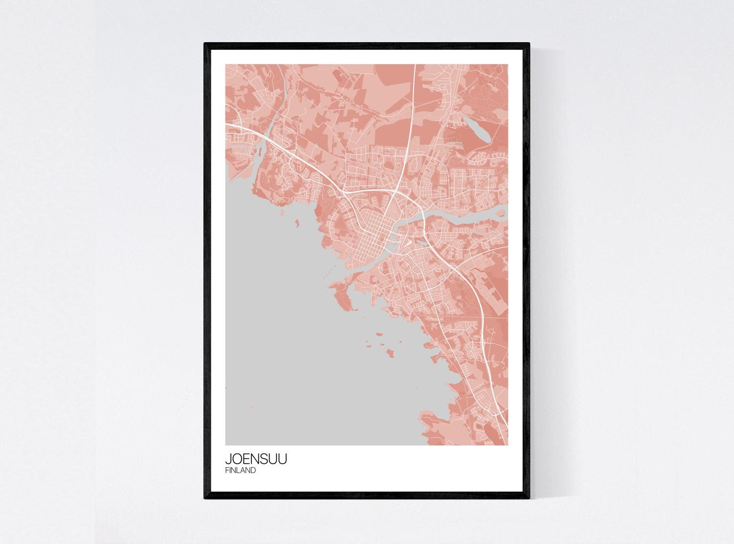 Joensuu Finland Map Art Print Many Colours 350gsm Art  Etsy