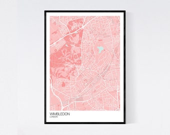 Wimbledon, London Map Art Print - Many Colours - 350gsm Art Quality Paper - Fast Delivery - Scandi // Vintage // Minimal