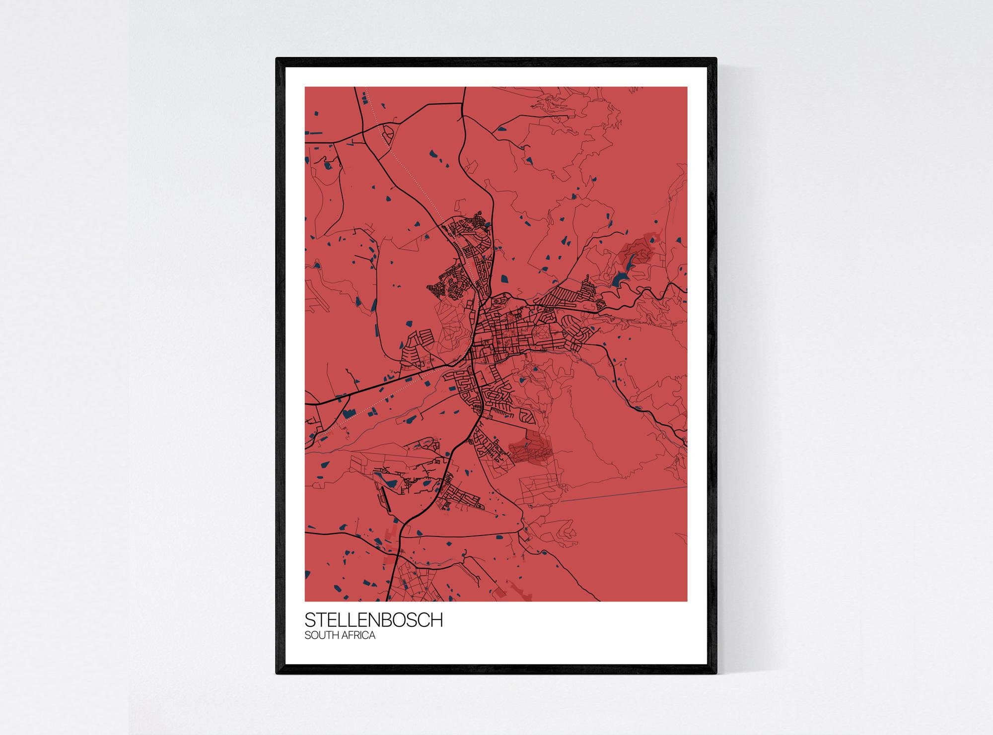 Stellenbosch South Africa Map Art Print Many Styles picture