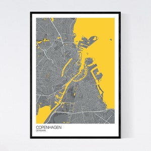 Copenhagen, Denmark City Map Art Print -  Many Colours - 350gsm Art Quality Paper - Fast Delivery - Scandi // Vintage // Retro // Minimal