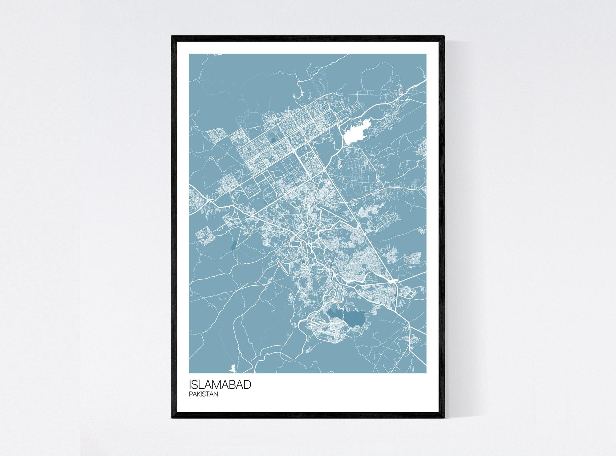 Islamabad Blue Area Map Islamabad Pakistan Map Art Print Many Styles Art Quality | Etsy
