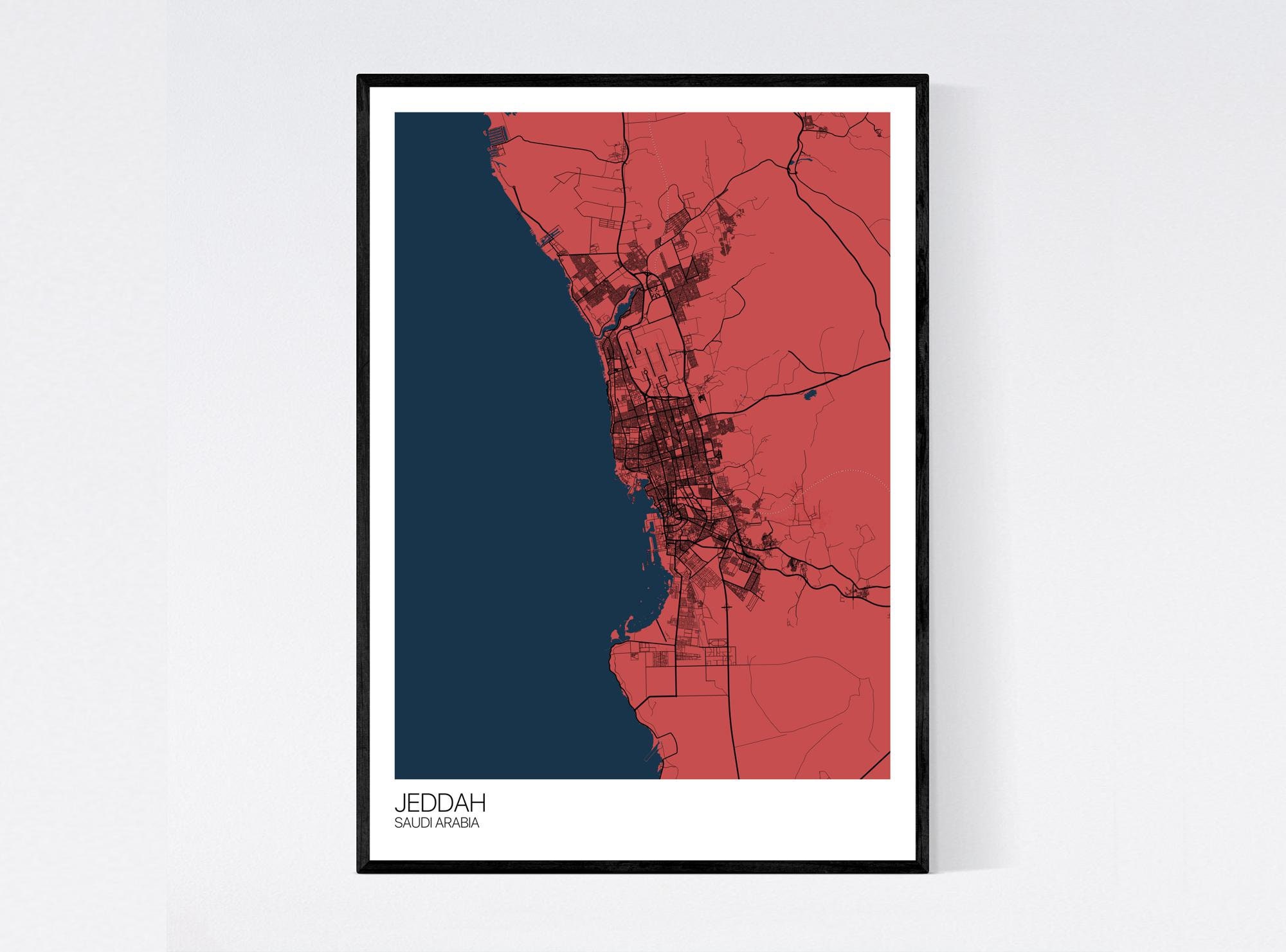 Jeddah Zip Code Map Jeddah Saudi Arabia Map Art Print Many Styles Art Quality | Etsy Denmark