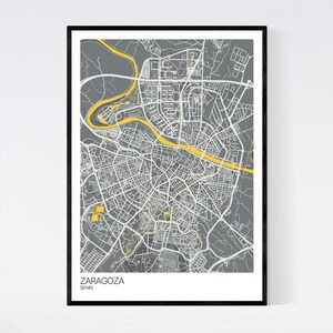 Zaragoza, Spain Map Art Print -  Many Colours - Art Quality Paper - Fast Delivery - Wall Art // Scandi // Retro // Minimal