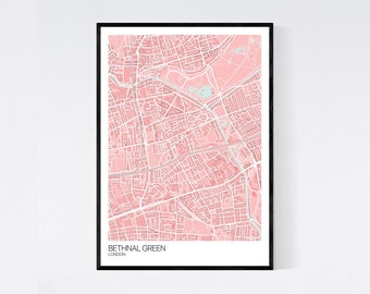 Bethnal Green, London Map Art Print - Many Colours - 350gsm Art Quality Paper - Fast Delivery - Scandi // Vintage // Minimal