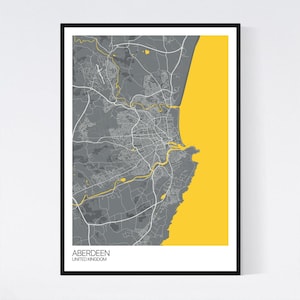 Aberdeen, Scotland City Map Art Print - Many Styles - 350gsm Art Quality Paper - Fast Delivery - Scandi // Vintage // Retro // Minimal