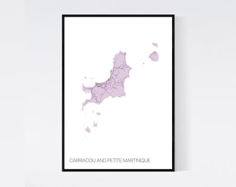 Carriacou and Petite Martinique Map Art Print - Many Styles - 350gsm Art Quality Paper - Fast Delivery - Scandi // Retro // Minimal