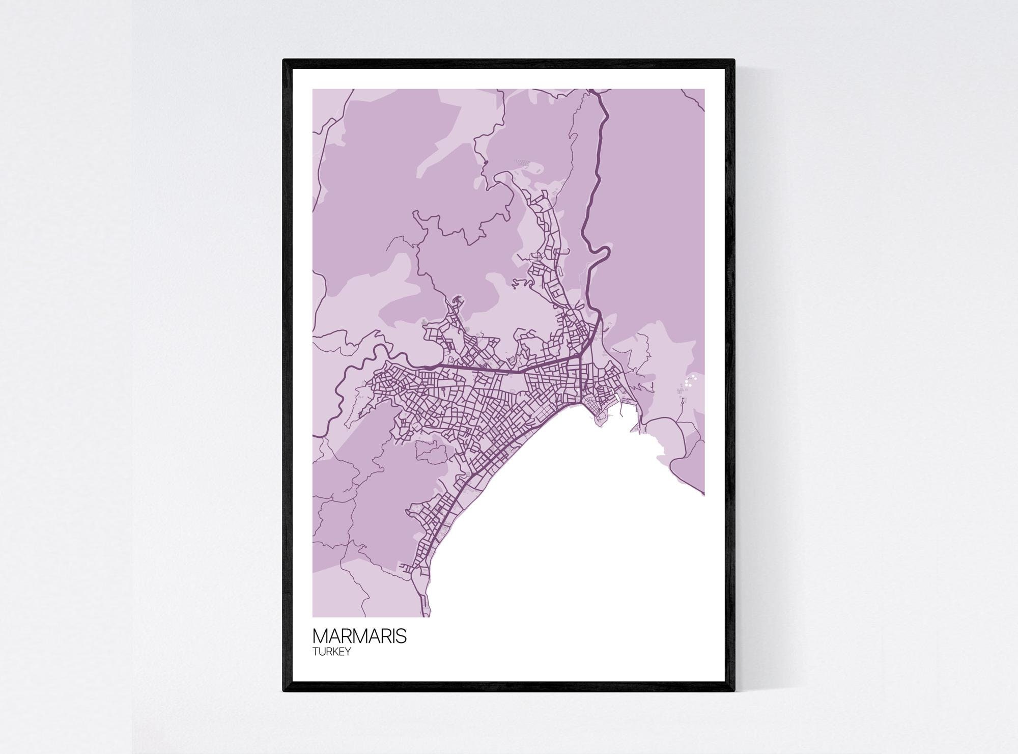 Marmaris Turkey Map Art Print Many Styles 350gsm Art 