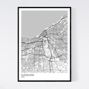Cleveland, Ohio Map Print - Many Colours - Printed on Art Quality Paper ...