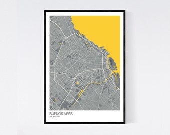 Buenos Aires City Map Art Print -  Many Colours - 350gsm Art Quality Paper - Fast Delivery - Scandi // Vintage // Retro // Minimal