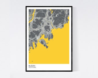 Busan, South Korea Map Art Print - Many Styles - Art Quality Paper - Fast Delivery - Poster // Scandi // Vintage // Retro // Minimal