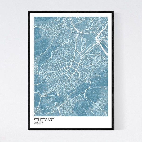 Stuttgart, Germany City Map Print - Many Colours - Printed on Art Quality Paper - Fast Delivery - Scandi // Vintage // Retro // Minimal