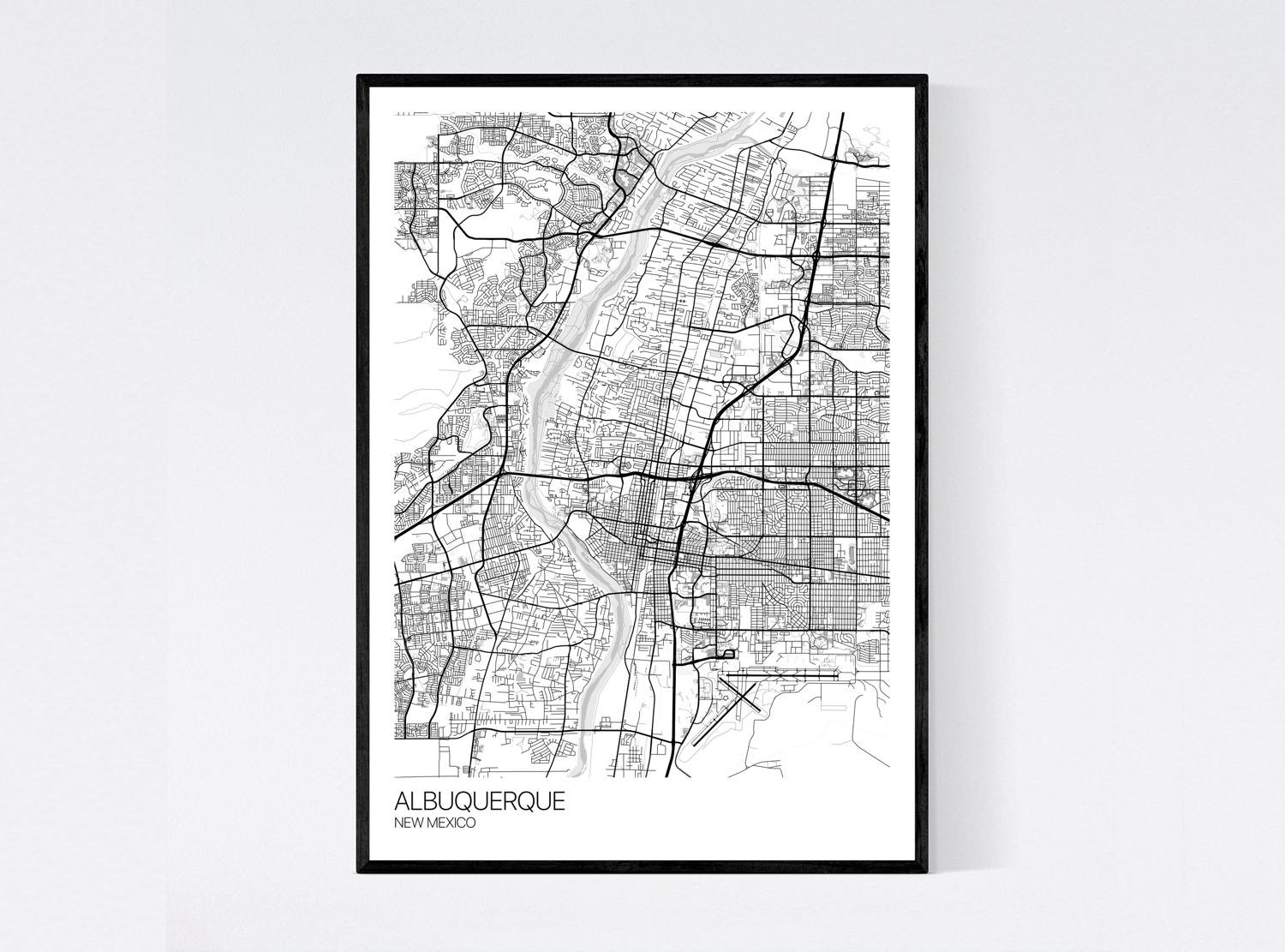 Albuquerque Map Print Many Colours Printed on Art Quality | Etsy