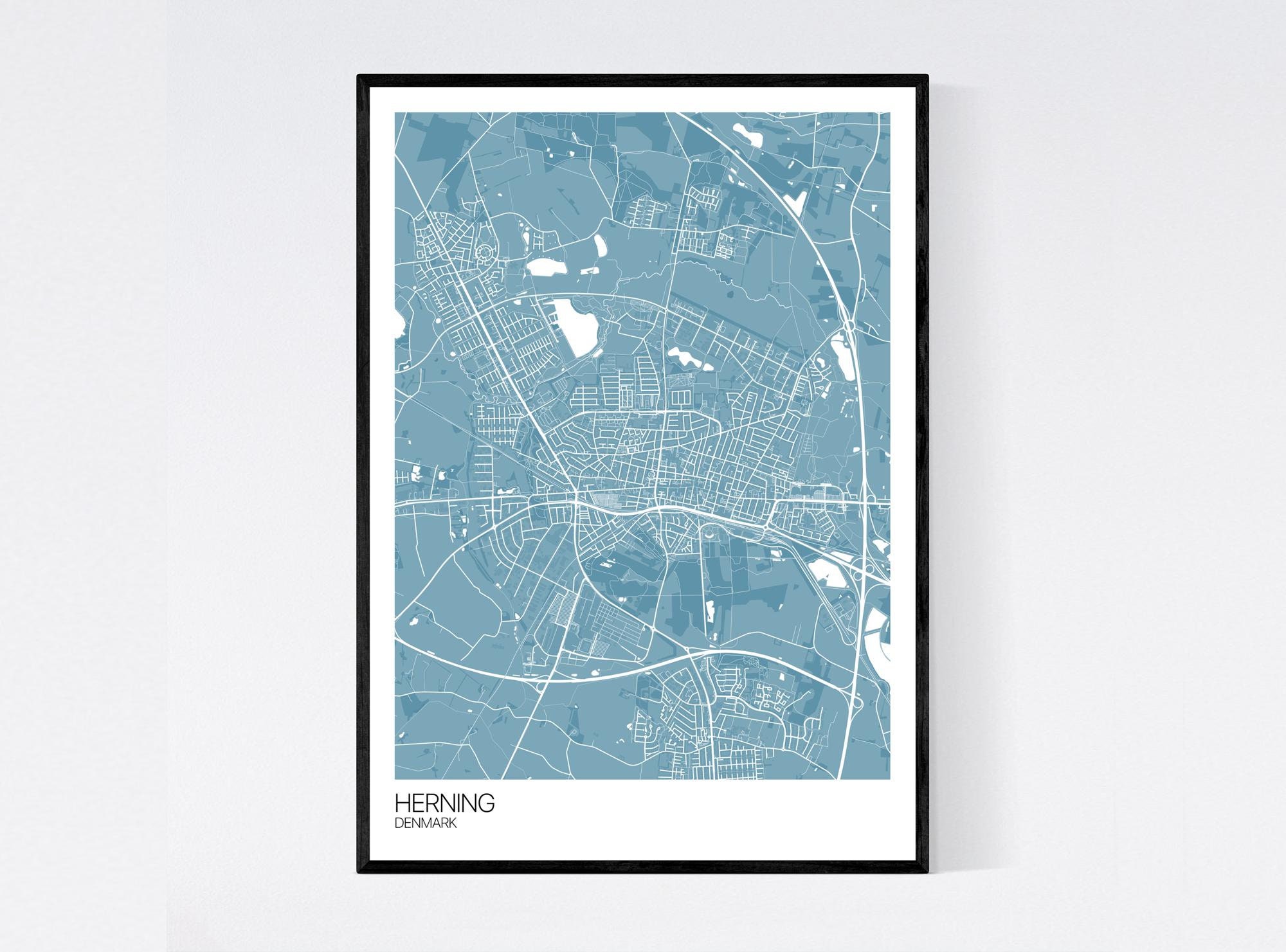 Samle Personligt lotus Herning Denmark City Map Art Print Many Colours 350gsm - Etsy