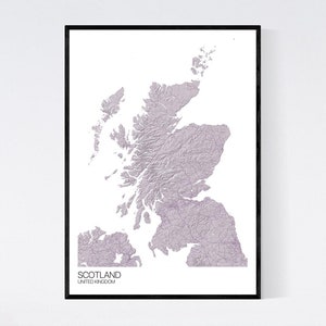 Scotland Topographic Map Print - Many Colours - Fast Delivery - Custom Text - Scandi // Vintage // Retro // Minimal - Art Quality Paper