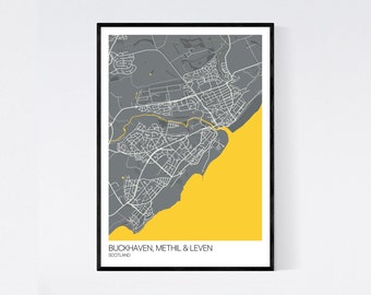 Buckhaven, Methil & Leven Map Art Print - Many Styles - 350gsm Art Quality Paper - Fast Delivery - Scandi // Vintage // Retro // Minimal