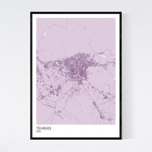 Tehran, Iran Map Art Print - Many Styles - Art Quality Paper - Fast Delivery - Poster // Scandi // Vintage // Retro // Minimal