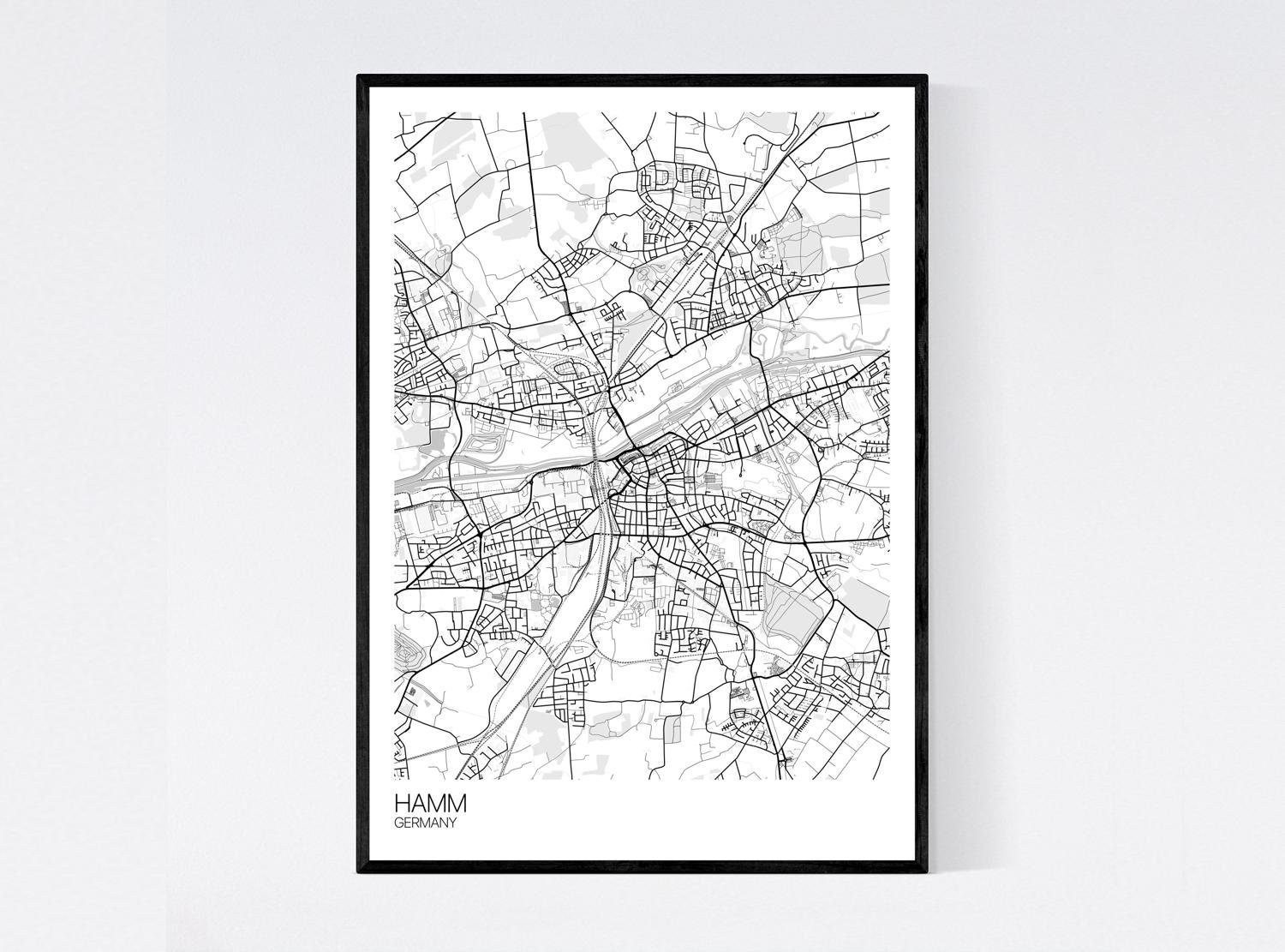 Hamm Germany City Map Print Many Colours Printed on Art | Etsy