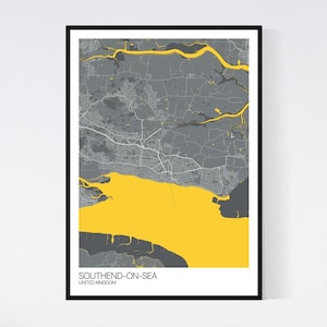 Southend-on-Sea, United Kingdom City Map Art Print - Many Colours - 350gsm Art Quality Paper - Fast Delivery - Scandi // Vintage // Minimal