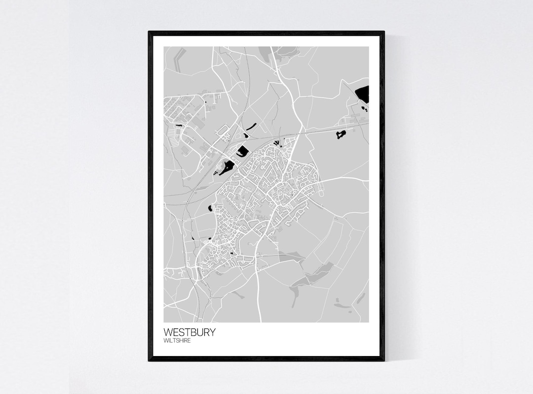Westbury, Wiltshire Map Art Print Many Styles 350gsm Art Quality Paper ...