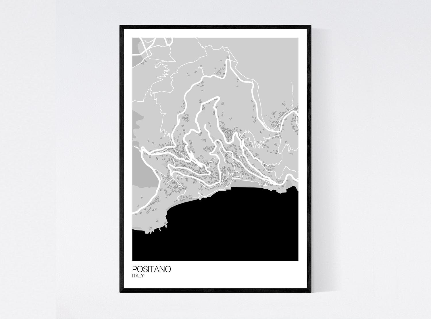 Positano Italy Map Art Print Many Colours 350gsm Art | Etsy