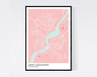 Derry Londonderry City Map Art Print - Many Styles - 350gsm Art Quality Paper - Fast Delivery - Scandi // Vintage // Retro // Minimal