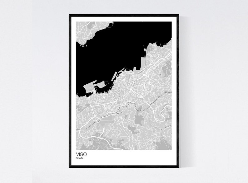 Vigo Spain Map Art Print Many Colours Art Quality Paper Etsy