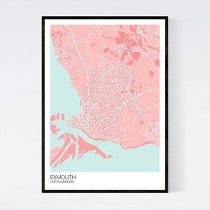 Exmouth United Kingdom Map Art Print Many Colours 350gsm - Etsy