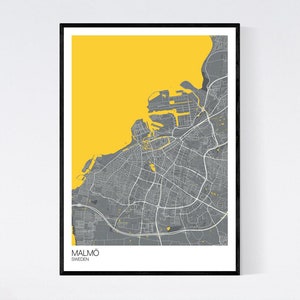 Malmö, Sweden Map Art Print -  Many Styles - 350gsm Art Quality Paper - Fast Delivery - Scandi // Vintage // Retro // Minimal