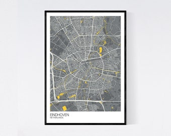 Eindhoven, Netherlands Map Art Print -  Many Colours - 350gsm Art Quality Paper - Fast Delivery - Scandi // Retro // Minimal // Wall Art