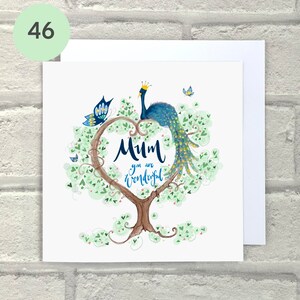 Carte d’anniversaire Peacock Mum, merveilleuse carte d’anniversaire maman, vous êtes aimé, anniversaire sentimental, belle amoureux de la nature paon