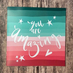 Eres increíble, rosa, verde, turquesa tarjeta de cumpleaños, cariño, celebra, tarjeta, mensaje positivo