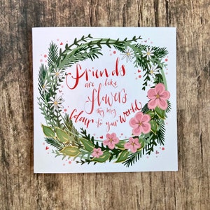 Los amigos son como flores, amistad, gracias, tarjeta de cumpleaños, mejor amigo, celebrar, tarjeta, mensaje positivo