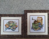 Coffee Completed cross stitch picture, Finished framed embroidery still life, Coffee bar decor, Picture of coffee, Kitchen embroidered decor
