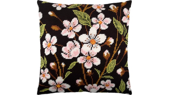 Vintage Pair of Needlepoint Pillows Cherries 14