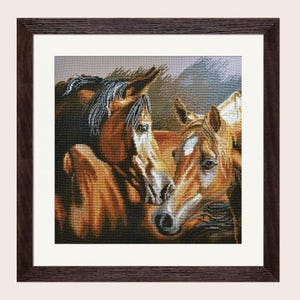 Cross stitch kit a pair of horses, Counted Cross Stitch kit Devotion, Thread embroidery kit Animal, Needlework decor for Kids Room