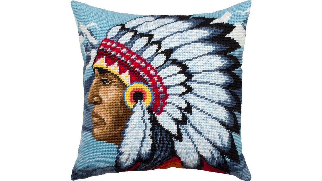 Native Pattern Pillows Native American Needlepoint Pillow Kit: Half Cross Stitch (16