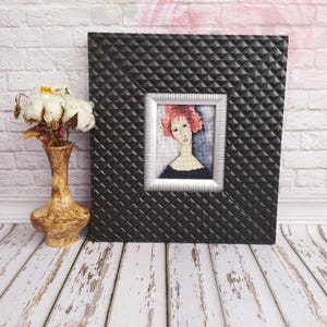 Modigliani portrait Red-haired Girl Embroidered picture in frame, Finished Cross Stitch art picture, Handmade Completed Cross Stitch