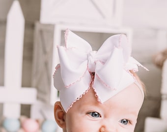 Beautiful Moonstitch Boutique Bows • Stacked Boutique Bows on Nylon Clip or Headwrap • Gorgeous Baby Bows made with Love  • 2.25&quot; Grossgrain