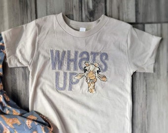 What's Up Giraffe Shirt Embroidered • Silly Giraffe Shirt for Giraffe Lovers and Zoo Trips • Cutest Embroidered Shirts made with Love